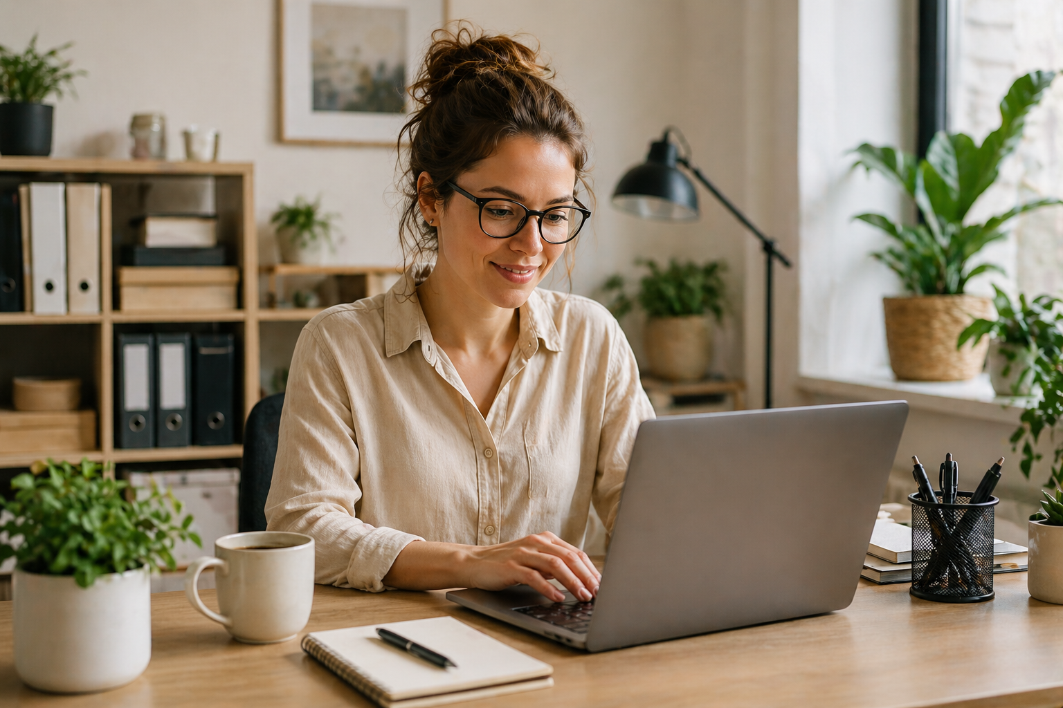 A business owner working with virtual support on a laptop